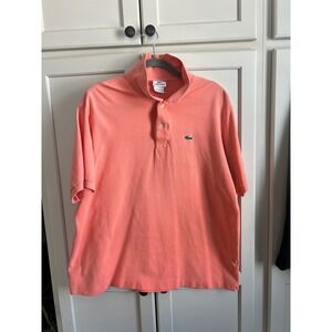 Lacoste Mens Short Sleeve Cotton Pique Polo Shirt Coral Pink Size XL 5191L